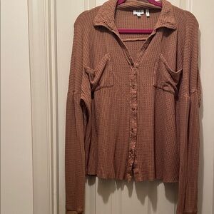 Waffle Button-Up Top